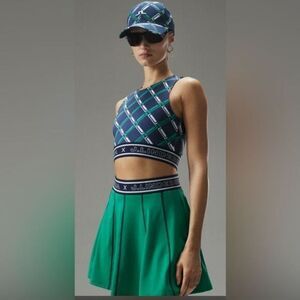 NWT J. Lindeberg Nelly Korda Women's Navy/Green Sports Top Crop Top a Size L